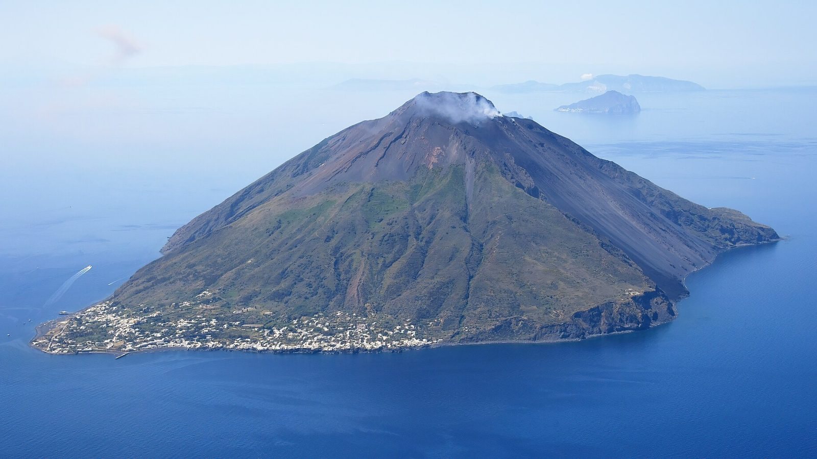 Stromboli volcanic island rising from the sea